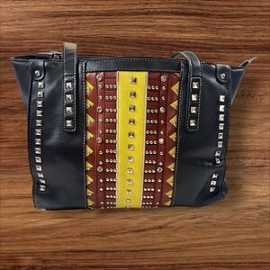 Studded Tote‎ Bag Western Aztec Design Shoulder Bag Purse Handbag